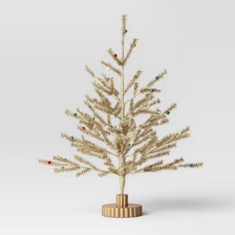 Christmas Decorated Tinsel Tree Gold 24” - Threshold™